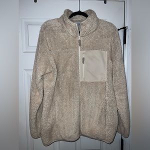 Fuzzy Columbia zip up jacket - cream colored